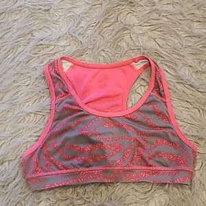 Adidas girls‎ gray and pink logo racerback sports bra size medium